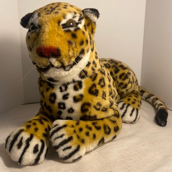 Vintage Leopard Plush realistic Jaguar  stuffed animal Novelty Toy wild cat big - Picture 1 of 16